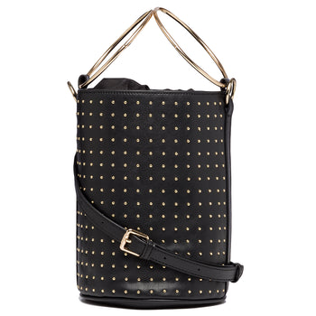 Borsa a secchiello nera con piccole borchie oro Lora Ferres, Borse e accessori Donna, SKU b512000207, Immagine 0